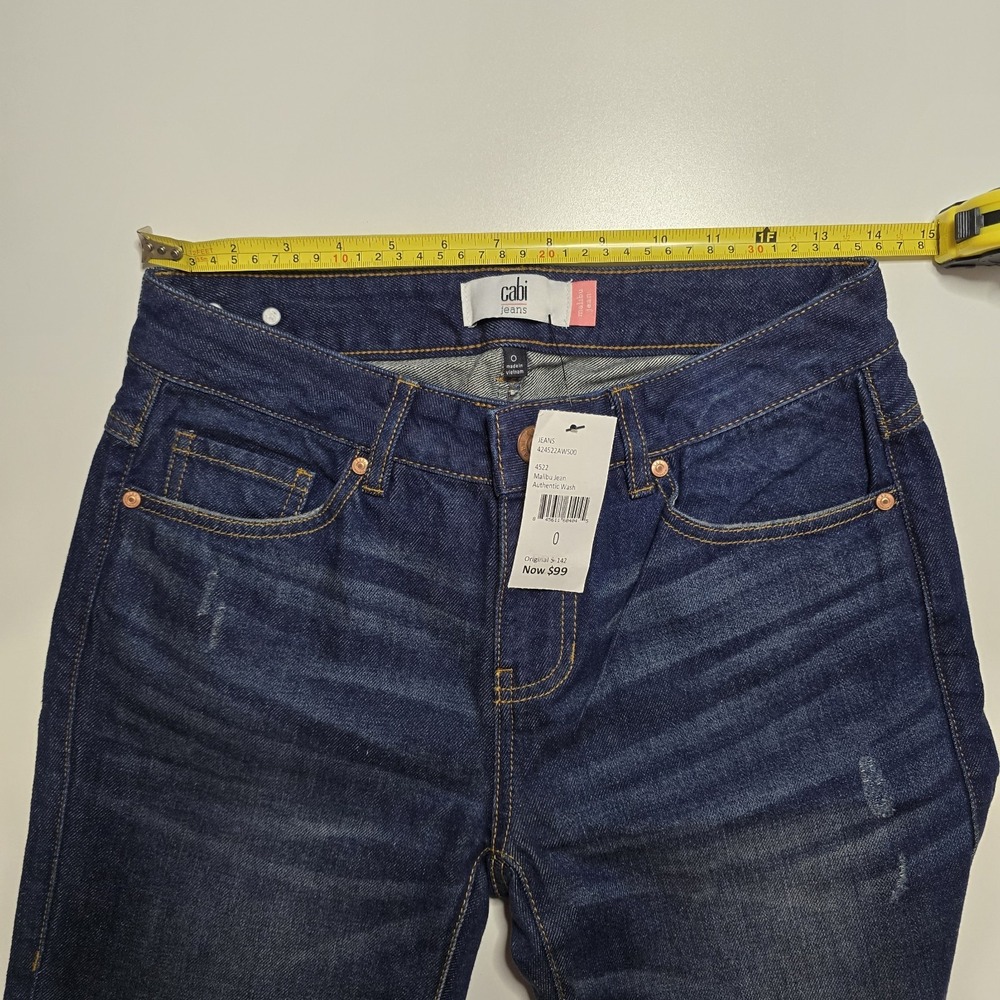 Cabi Malibu Jean Women's 0 Dark Authentic Wash Straight Leg Long Inseam‎ NWT - Picture 5 of 16